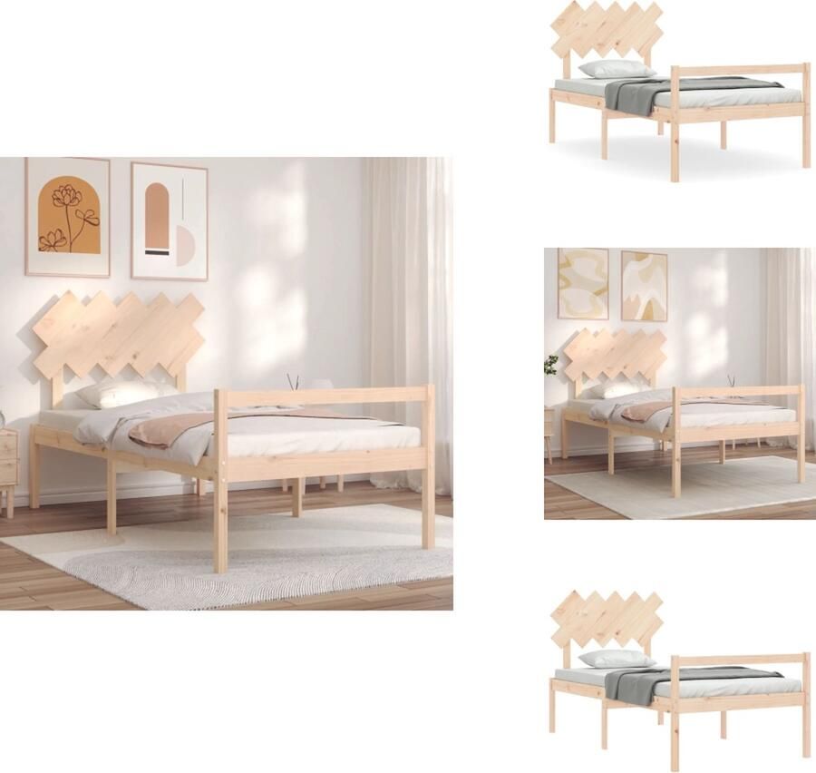 VidaXL Seniorenbed Seniorenbedden Senioren Bed Bedframe Seniorenbed met hoofdbord massief hout 100x200 cm - Foto 2