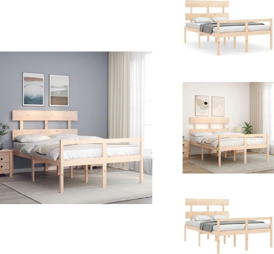 VidaXL Bedframe Massief Grenenhout Bedframe Afmeting- 205.5 x 145.5 x 81 cm Ken- Multiplex lattenbodem Bed