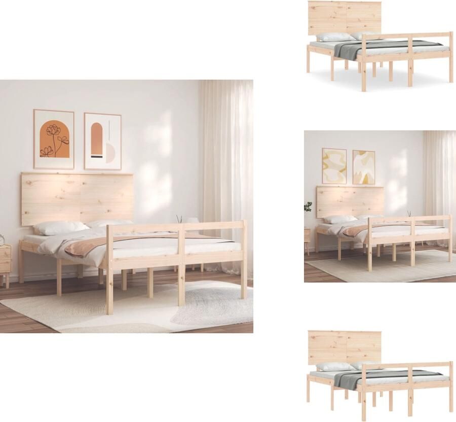 VidaXL Bed Massief Grenenhout Onbehandeld 195.5 x 125.5 x 82.5 cm 120 x 190 cm Multiplex Lattenbodem Bed