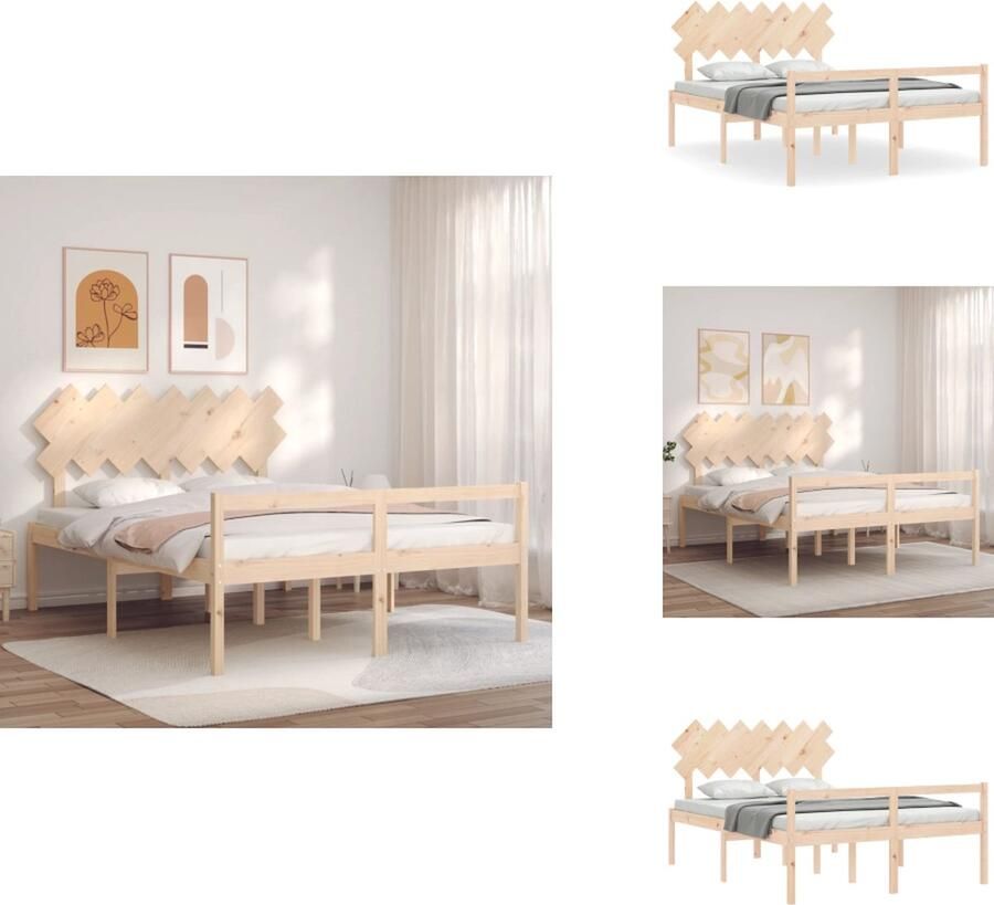 VidaXL Seniorenbed Seniorenbedden Senioren Bed Bedframe Seniorenbed met hoofdbord massief hout 140x200 cm
