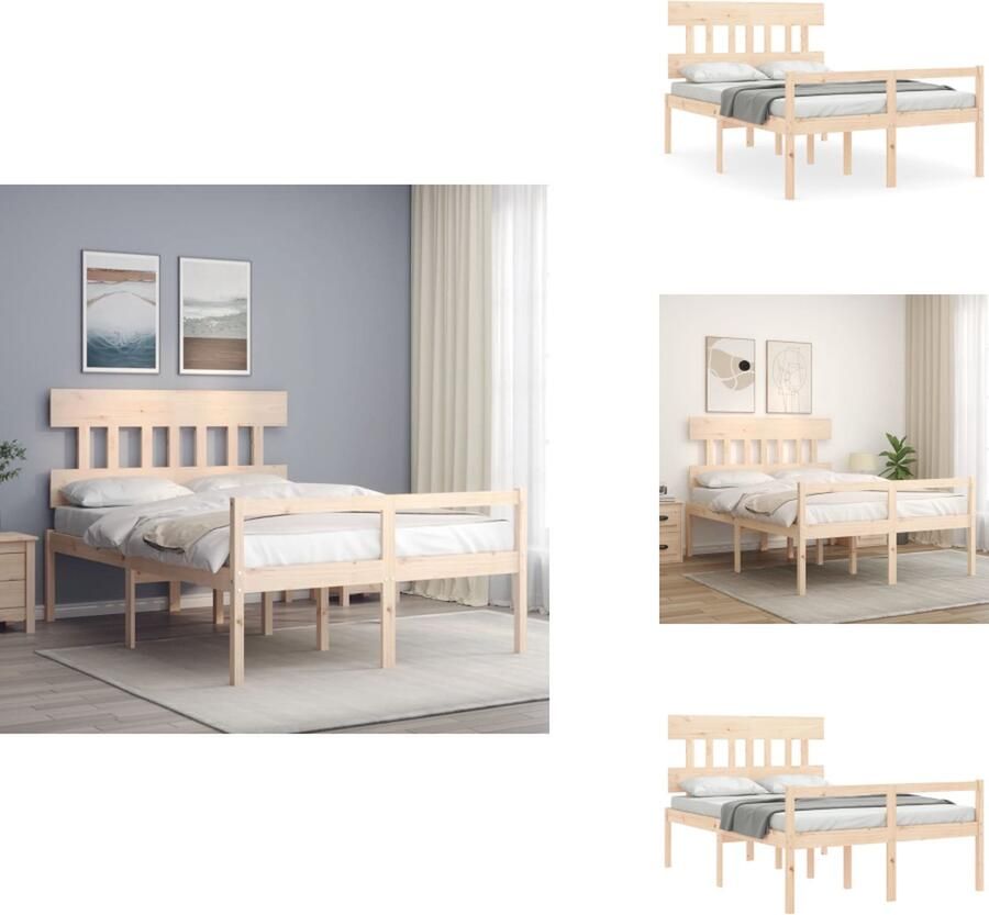 VidaXL Seniorenbed Seniorenbedden Senioren Bed Bedframe Seniorenbed met hoofdbord massief hout