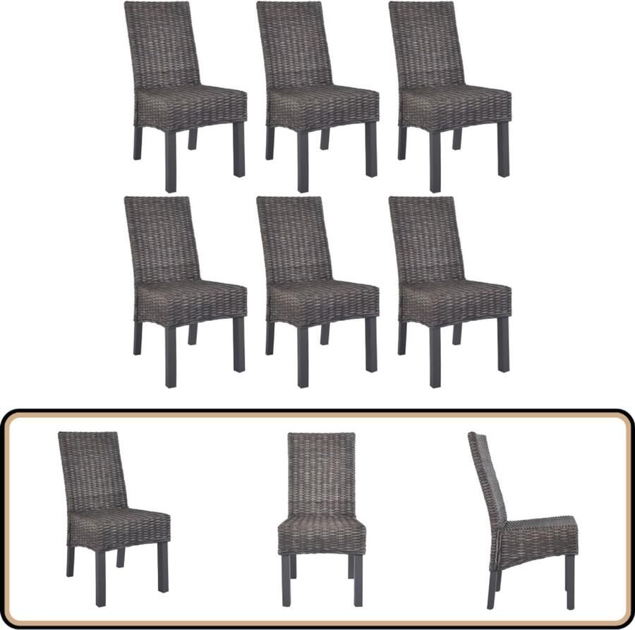 VidaXL Set van 6 Rattan Eetkamerstoelen Bruin Eetkamerstoelen Rattan Meubilair Kubu Rattan Houten Stoelen Eetkamersets