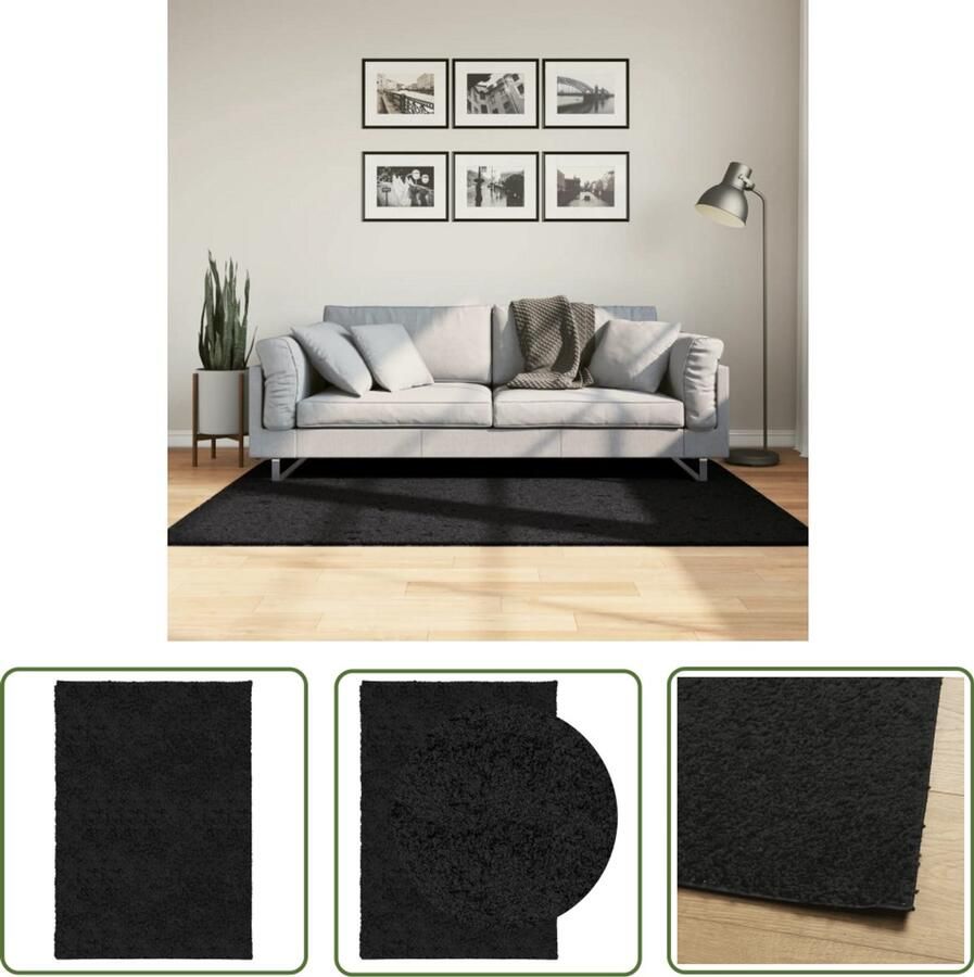 VidaXL Shag Carpet Vloerkleden Vloerkleed PAMPLONA shaggy hoogpolig modern 120x170 cm zwart Vloerkleed Zwart Vloerkleed 120x170cm Polypropeen Vloerkleed