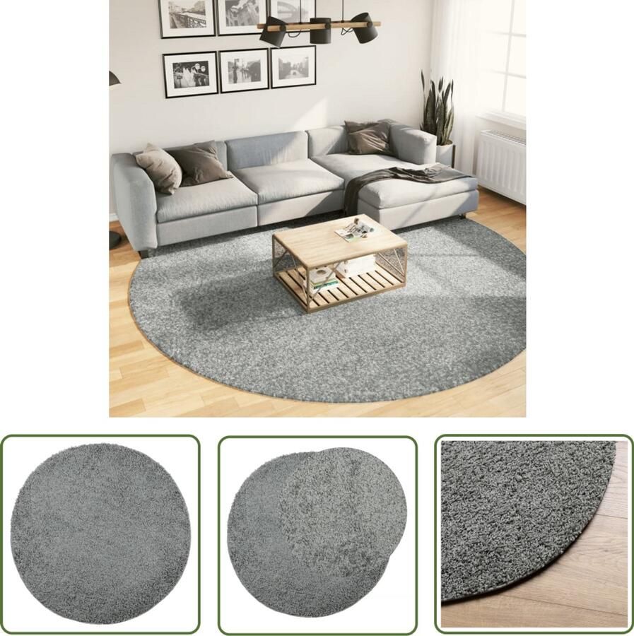 VidaXL Shag Carpet Vloerkleden Vloerkleed PAMPLONA shaggy hoogpolig modern Ø 280 cm groen Groene Vloerkleed Groot Vloerkleed Polypropyleen Vloerkleed