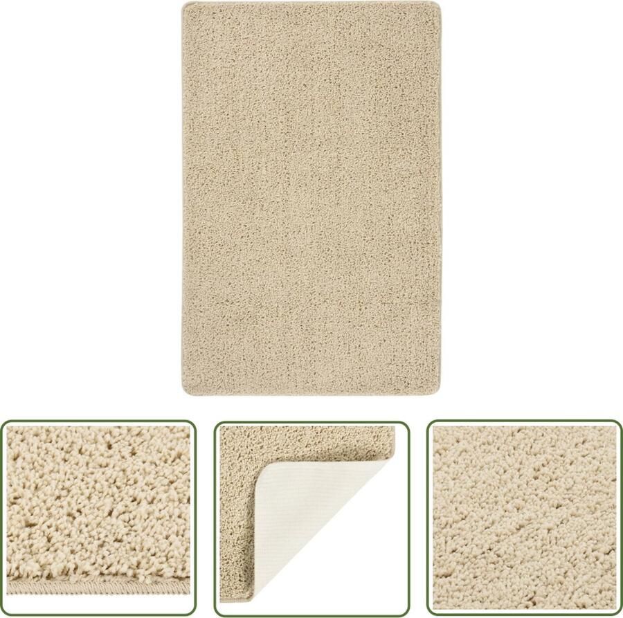 The Living Store Vloerkleed shaggy anti-slip 200x290 cm crèmekleurig Vloerkleed Shaggig Tapijt Kruimelig Tapijt Beige Tapijt Warme Vloerbedekking