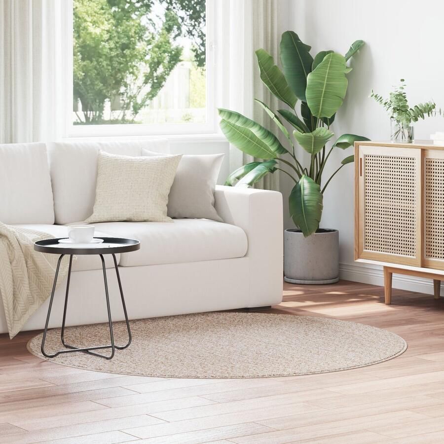 VidaXL Vloerkleed Crème Polyester Ø 160 cm Crème Vloerkleed Rond - Foto 2