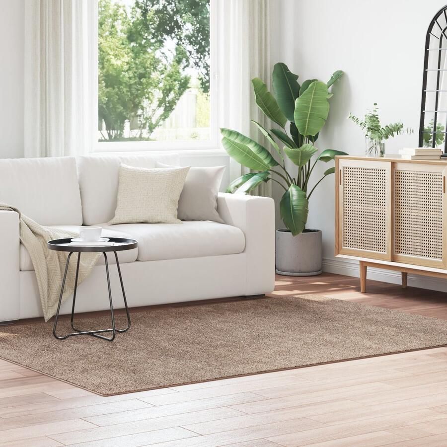 VidaXL Vloerkleed Bruin Polyester Middelgroot Duurzaam Vloerkleed - Foto 2