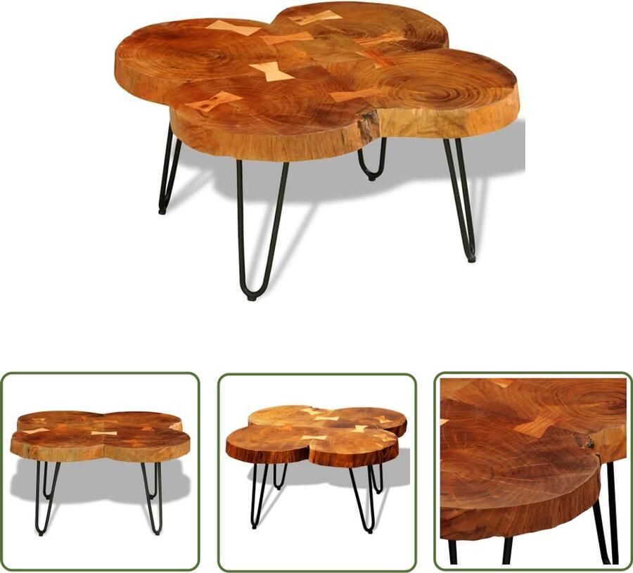 The Living Store Salontafel Sheeshamhout 65 x 65 x 35 cm Uniek vakmanschap Bruin Salontafel Sheeshamhout Bruine Meubels Vintage Meubilair Tv Tafellaar - Foto 2