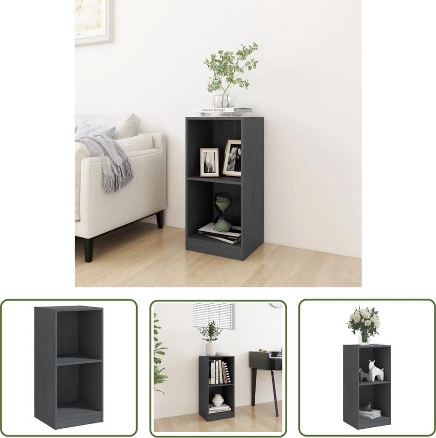 The Living Store Bijzetkast Hout 35.5 x 33.5 x 76 cm Grijs Montage vereist Bijzetkast Side Table Houtkaste Grenoblehouten Kast Kleine Kast - Foto 2