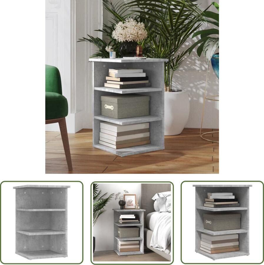 VidaXL Bijzetkast 35x35x55 cm bewerkt hout betongrijs Bijzetkast Side Table Houten Kast Grijze Kast Living Room Furniture