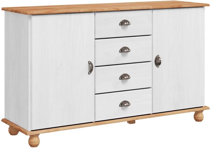 VidaXL Dressoir met lade Wit 133.5 x 40 x 79 cm Massief grenenhout