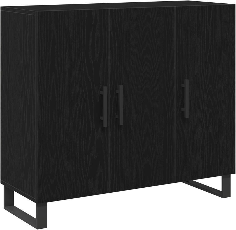 VidaXL Sideboard met 3 Deuren Zwart Eiken 90x34x80 cm Geengineerd Hout