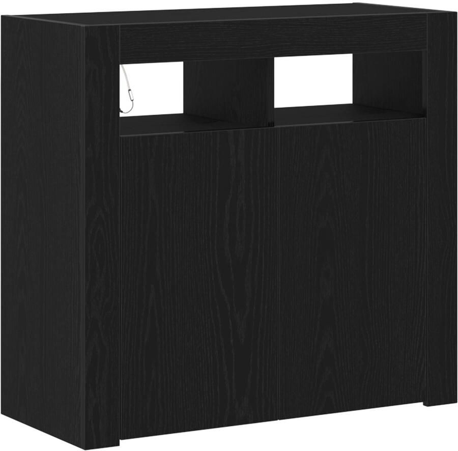 VidaXL TV-meubel Zwart eiken Engineered wood 80 x 35 x 75 cm Verlichting