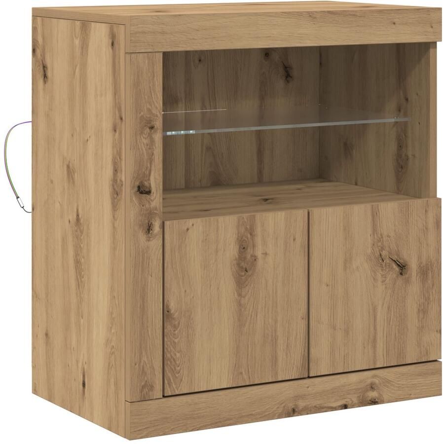 VidaXL Sideboard met LED-verlichting Ambachtelijk Eiken 60 5x37x67 cm - Foto 2