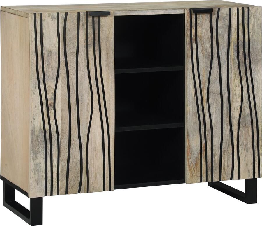 VidaXL Sideboard Wit 90 x 33 x 75 cm massief mangohout