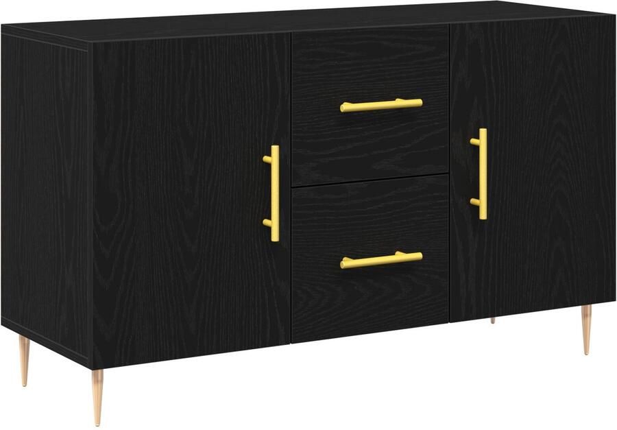 VidaXL Dressoir met lade Zwart eiken 100 x 36 x 60 cm Bewerkt hout