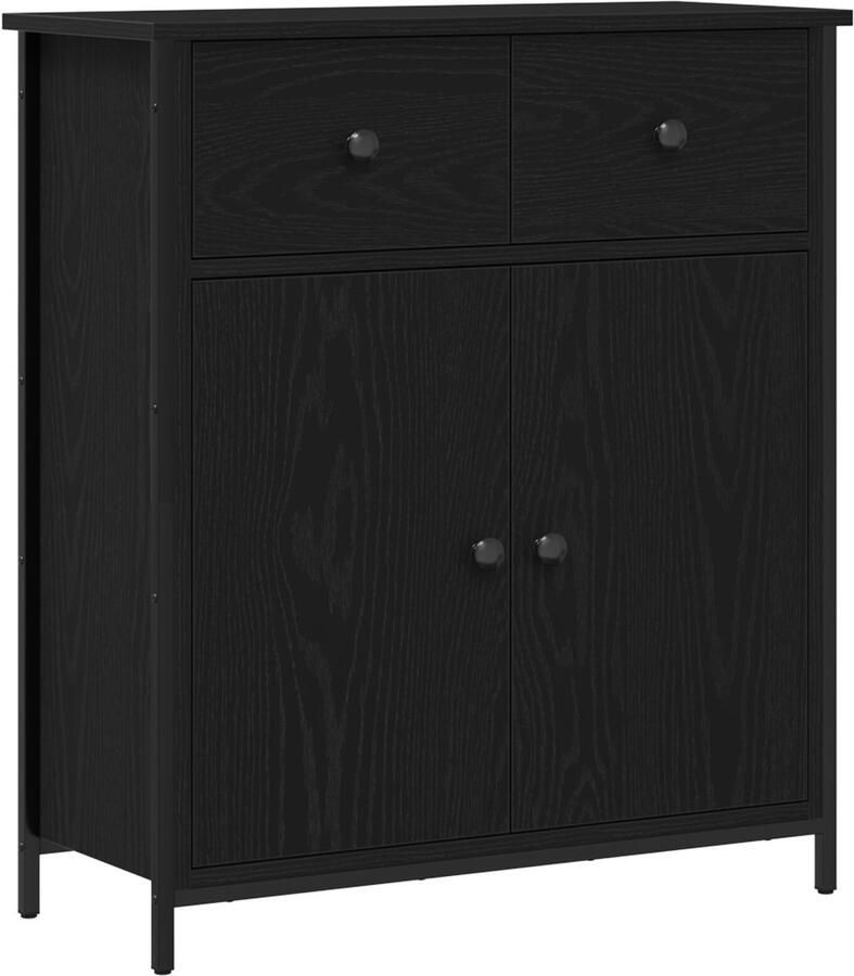 VidaXL Dressoir Zwart Eiken Hout Medium Lades Dressoir Rechthoekig