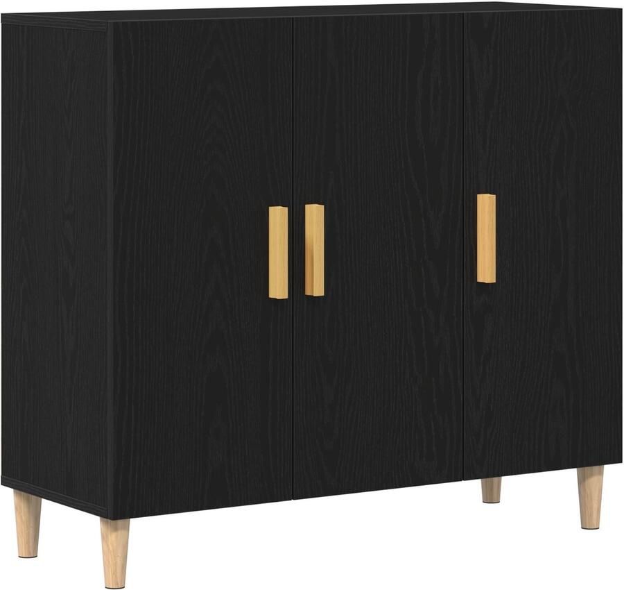 VidaXL Sideboard Zwart Eiken Bewerkt Hout Middelgroot - Foto 2