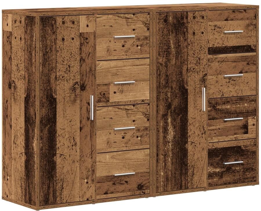 VidaXL Dressoirs met lade 2 pcs Oud hout 60 x 31 x 84 cm Bewerkt hout