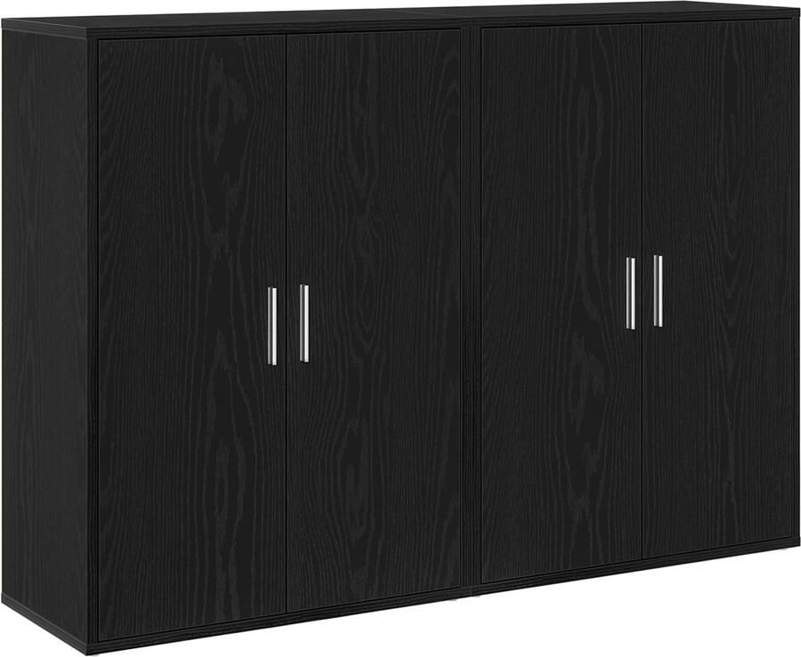 VidaXL Sideboards 2 stuks Zwarte Eiken 60 x 31 x 84 cm Geëngineerd Hout