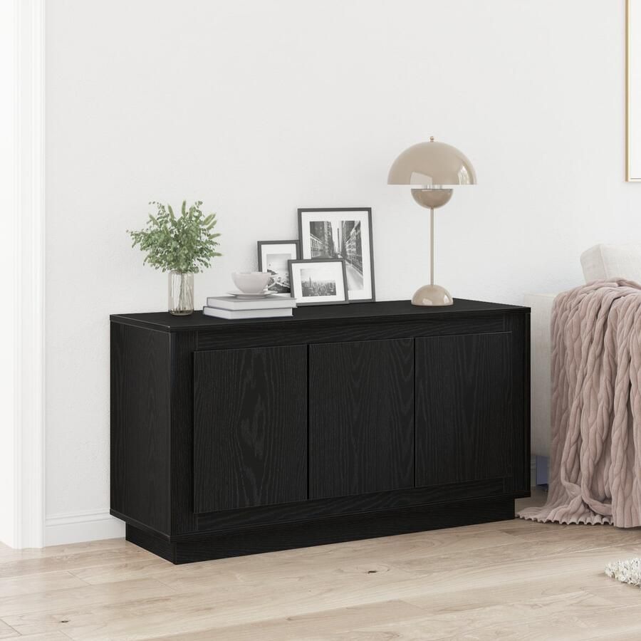 VidaXL Dressoir Zwart eiken MDF Groot Buffetkast Rechthoekig Modern