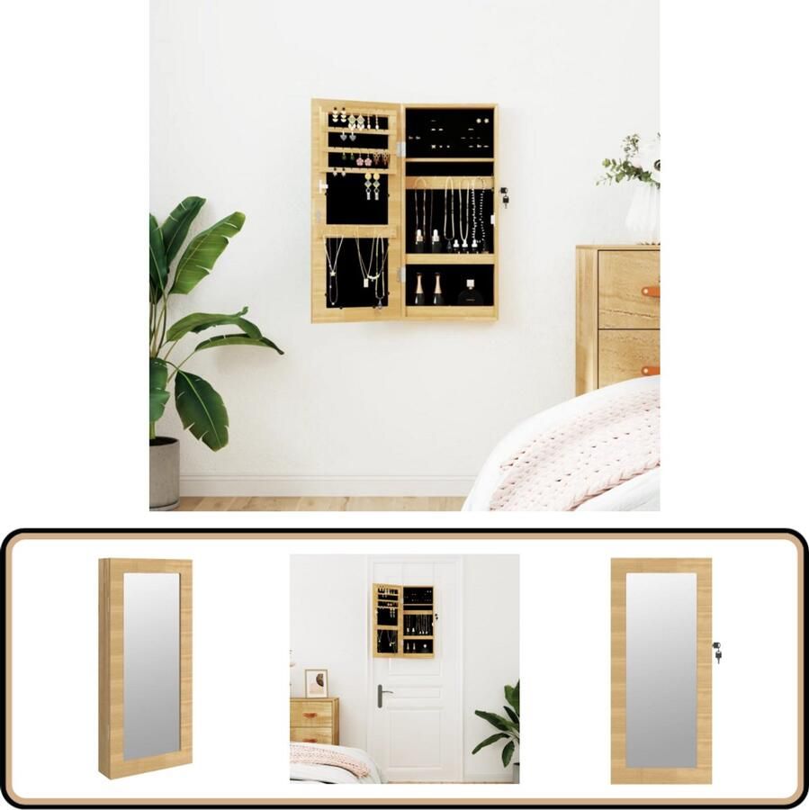 VidaXL Sieradenkast Wandgemonteerd 30x8 5x67 cm Sieraden Kast Sieradenschrank Juwelendoos Juweel Organizer Spiegelscherm Badkamer Accessoires Slaapkamer Decoratie