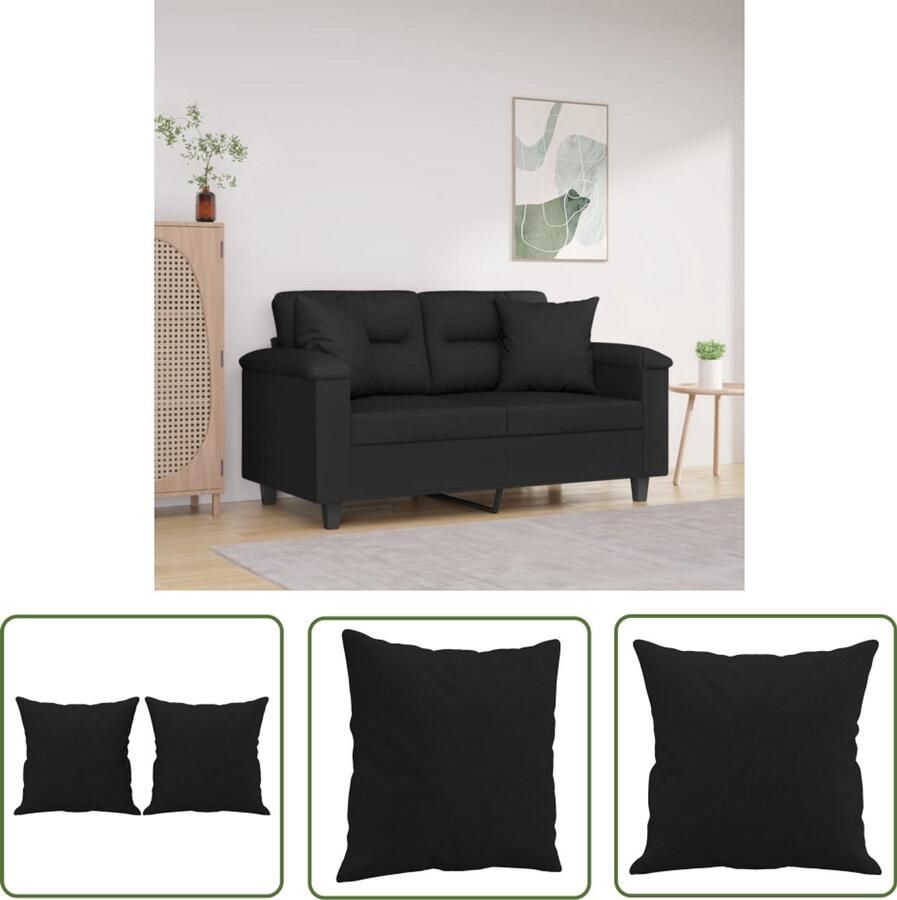 VidaXL Sierkussens 2 stuks 40x40 cm Zwart Sierkussens Decoratieve Kussens Microfiber Kussens Zwarte Kussens Zitzak Stoffen Woonkamer Accessoires Sofa Accessoires Kamerdecoratie Cadeau Ideeën