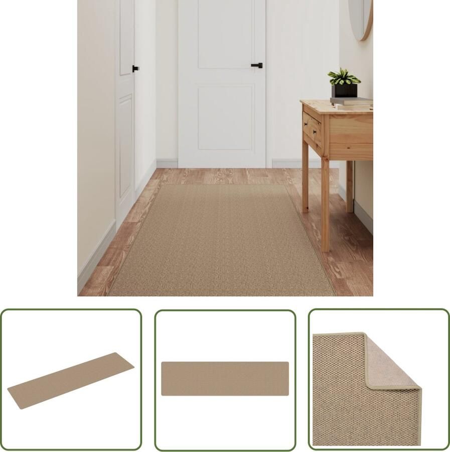 The Living Store Tapijtloper Sisal-look 80 x 300 cm Zand 5 mm 1.375 g mÂ² Tapijtloper Sisal Look Beige Tapijt Vloerkleden Kamerdecoratie