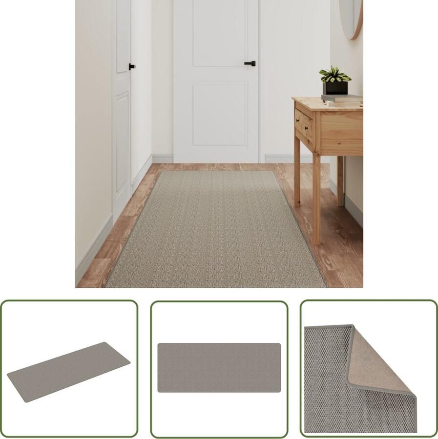 The Living Store Tapijtloper Sisal-look 80x200 cm Zilver 5 mm dik Tapijtroeper Sisal Look Vloerkleden Kamerdecoratie Woon Accessoires