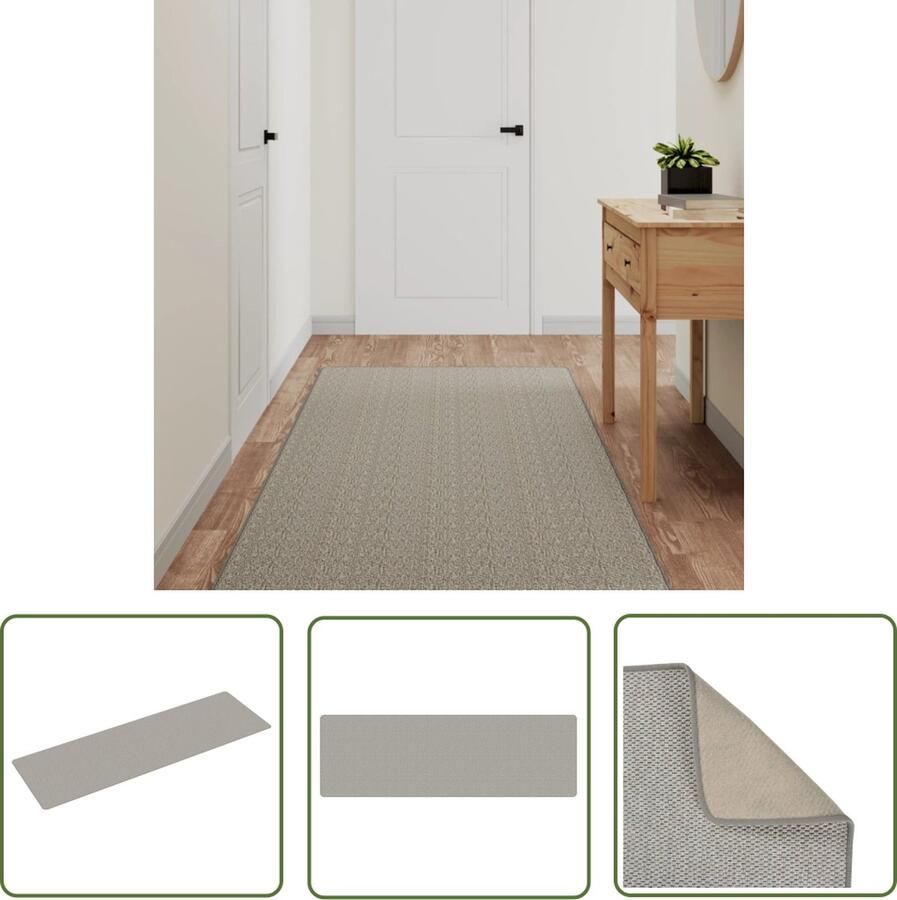 The Living Store Tapijtloper Sisal-look 80 x 250 cm Polypropeen Katoen Tapijtroeper Sisal Look Beige Polypropyleen Vloerkleden