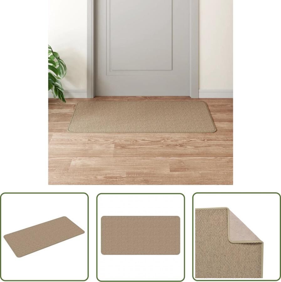 The Living Store Tapijtloper sisal-look 50 x 100 cm zand polypropeen Tapijtrooster Sisal Look Beige Vloertegels Vloermatten Binnenhuisdecoratie