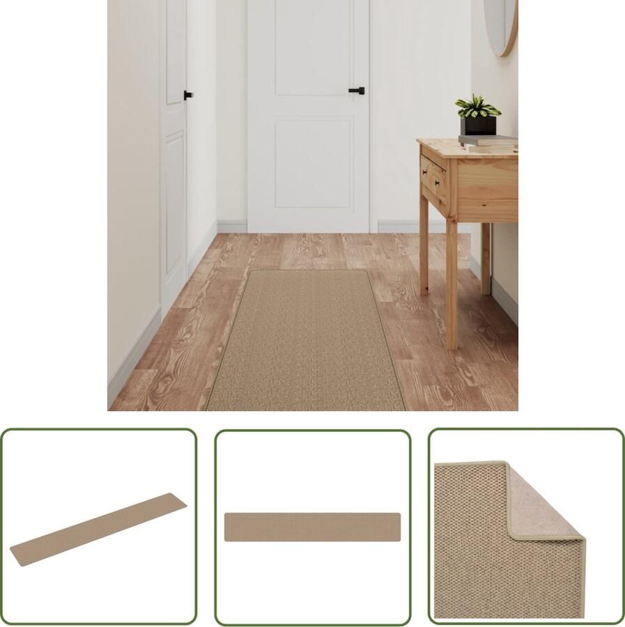 The Living Store Tapijtloper Sisal-stijl 50 x 300 cm Zand 5 mm Tapijtroper Sisal Look Vloerkleden Gangvloer Binnenloopmatten