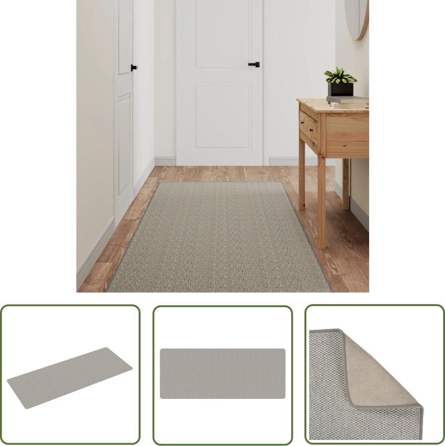 The Living Store Tapijtloper In Sisal-Stijl 80x200cm Taupe Tapijtroper Sisal Look Vloerkleden Gangvloer Woon Accessoires