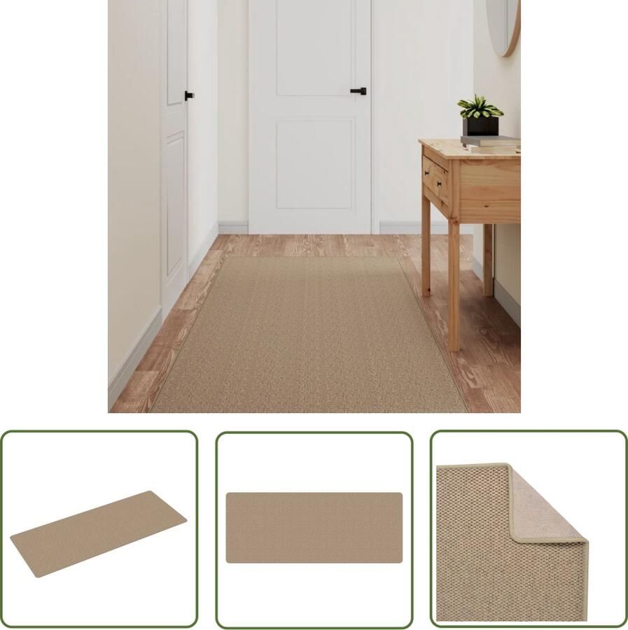 The Living Store Tapijtloper 80x200 cm sisal-look zandkleurig Tapijtroper Sisal Look Bruin Vloerkleden Binnenhuisdecoratie