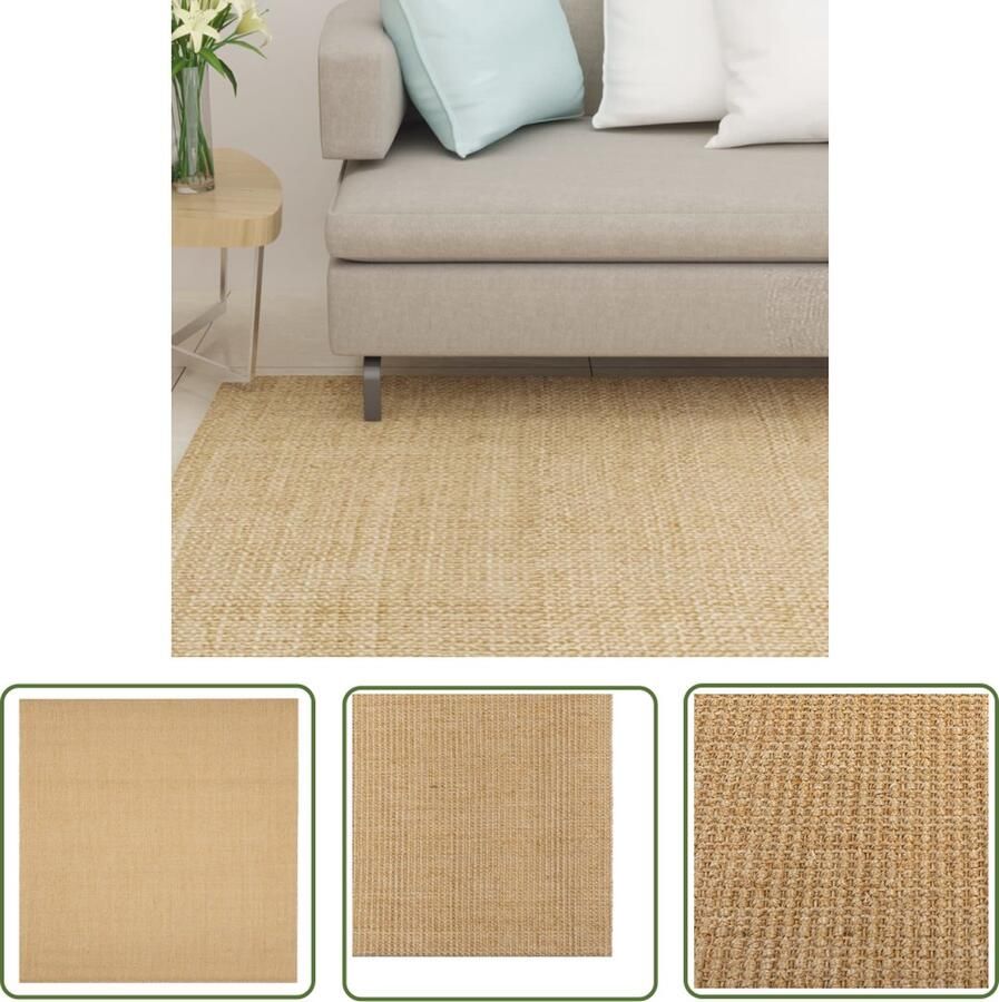The Living Store Sisal Vloerkleed 100 x 100 cm Anti-slip Duurzaam Onderhoudsvriendelijk Vloerkleed Sisal Tapijt Natuurtapijten Bruine Vloerkleed Anti Slip Vloerkleed