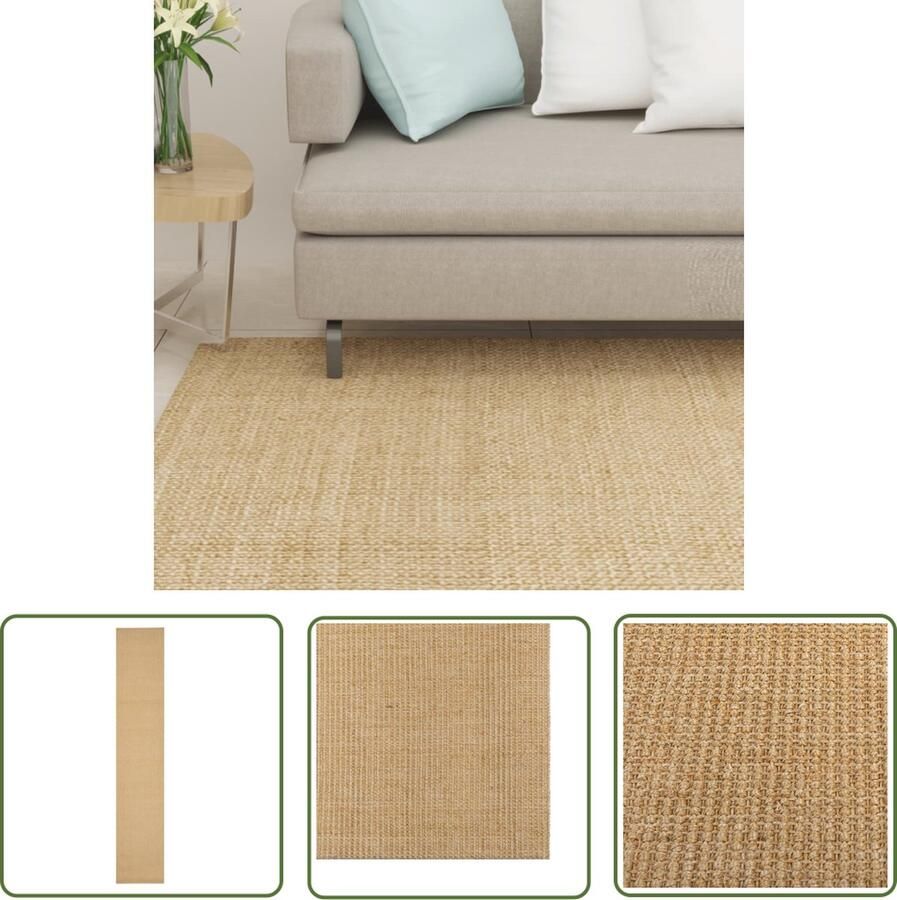 The Living Store Sisal Vloerkleed 66 x 350 cm Anti-slip Duurzaam Onderhoudsvriendelijk Vloerkleed Sisal Tapijten Anti Slip Vloerkleed Duurzame Vloerkleden Interieur Decoratie