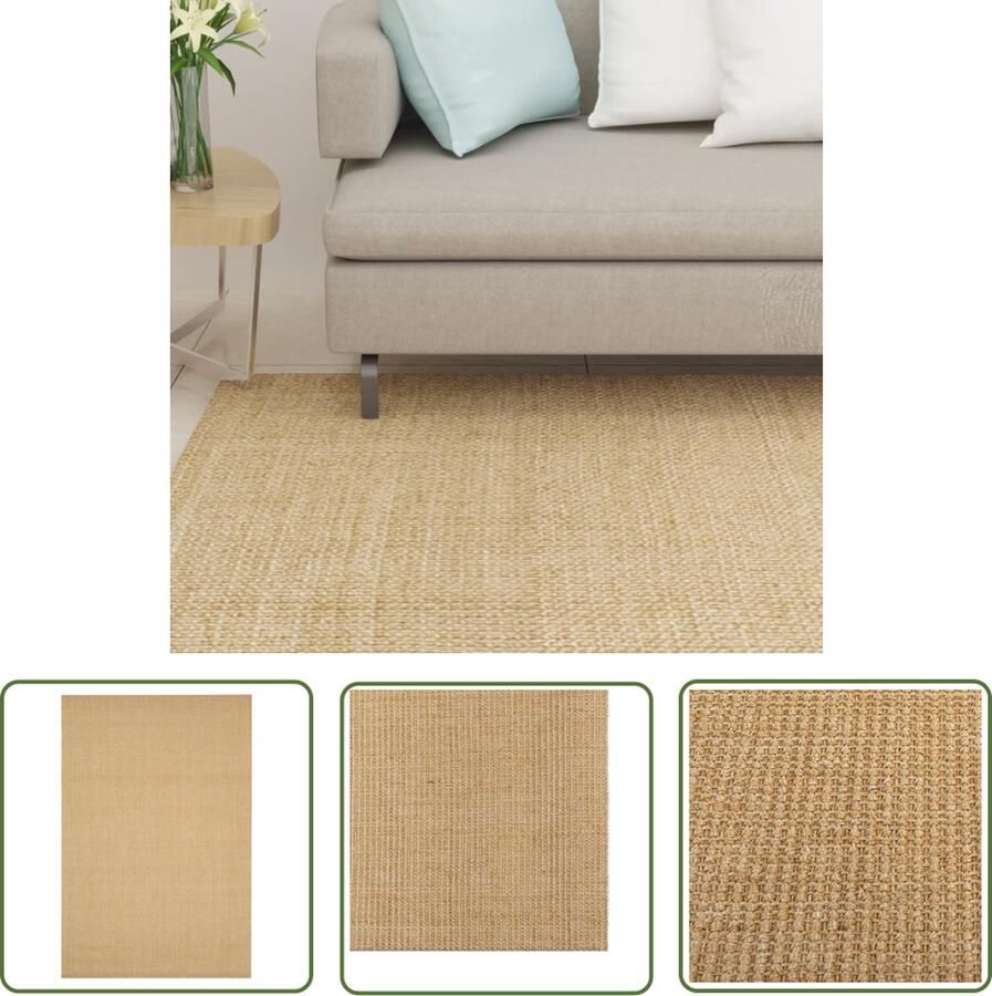 The Living Store Vloerkleed Sisal 100 x 150 cm Anti-slip Vloerkleed Sisal Vloermatten Natuurvezel Vloerkleed Anti Slip Vloerkleed Bruin Vloerkleed