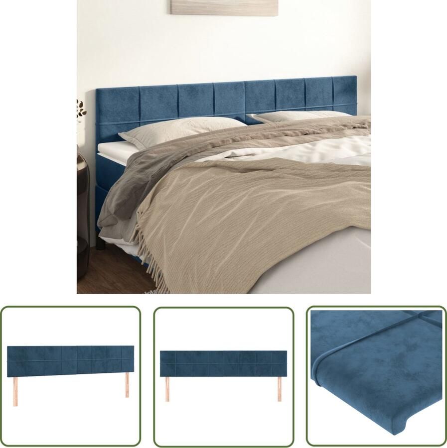 The Living Store Hoofdborden 2 st 80x5x78 88 cm fluweel donkerblauw Hoofd Bord Slaap Kamer Hoofdkussen Velvet Blauw