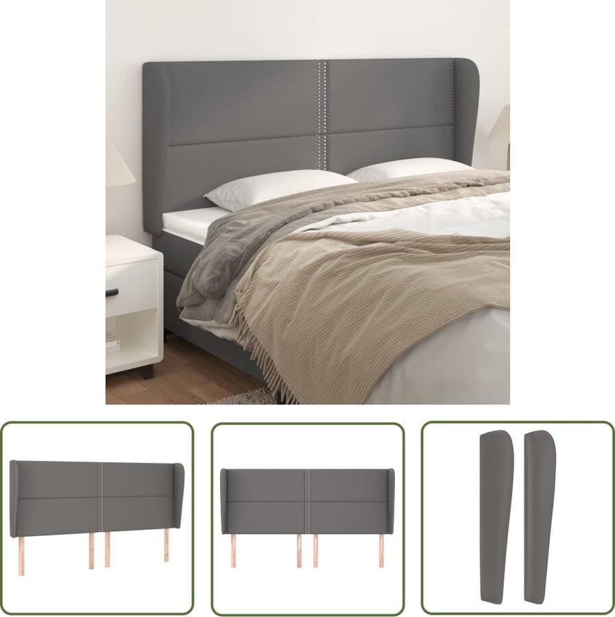 The Living Store Hoofdbord Bed Grijs Kunstleer Verstelbaar Stevige Poten Hoofd Bord Slaap Kamer Meubels Hoofdbord Grijs Kunstleder Hoofdbord Adjustable Headboard