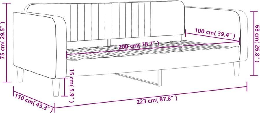 VidaXL Slaapbank 100x200 cm Fluweel Blauw Slaapbank Tweepersoonsbed Daybed Lounge Sofa Meubilair Woonkamer Slaapkamer Blauwwaren Fluweelsofa Metalen Frame Multifunctioneel Meubel
