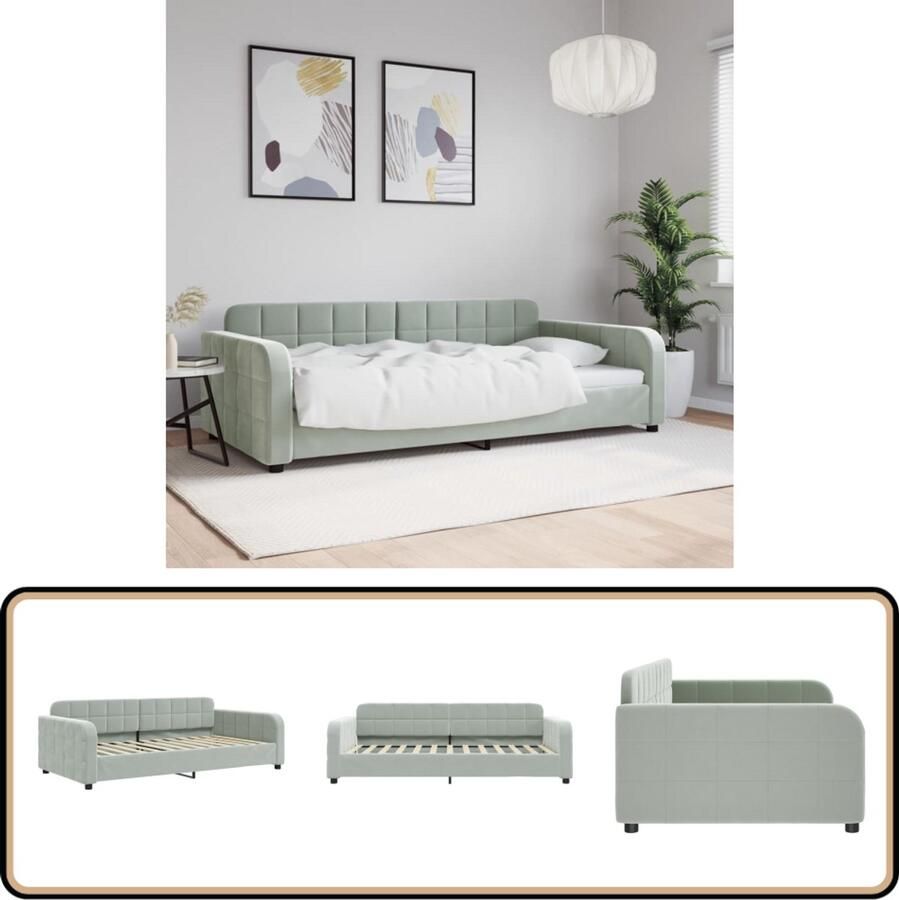 VidaXL Slaapbank 100x200 cm Fluweel Lichtgrijs Slaapbank Tweepersoonsbed Sofa Bed Fluweelsofa Lounge Bank Meubilair Livingroom Furniture Licht Grijs Modern Design Compact Slaapbank Guest Bed Ruimtebesparend