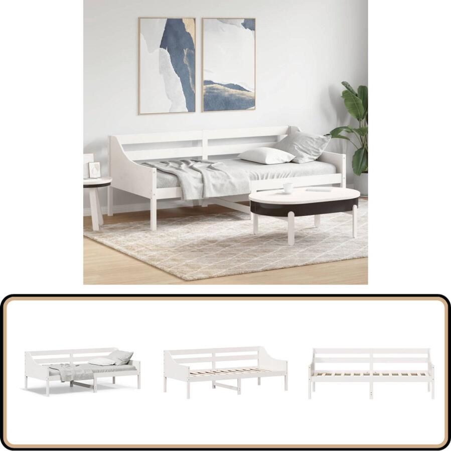 VidaXL Slaapbank 100x200 cm Grenenhout Wit Slaapbank Daybed Grenenhout Meubilair Wit Meubel Multifunctioneel Meubilair