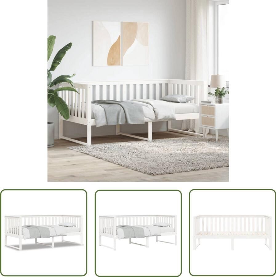 VidaXL Slaapbank 100x200 cm Grenenhout Wit Slaapbank Sofa Bed Grenenhout Meubels Massief Hout Bed Hek Tweepersoons Bed Guest Bed Kleine Slaapkamer - Foto 2