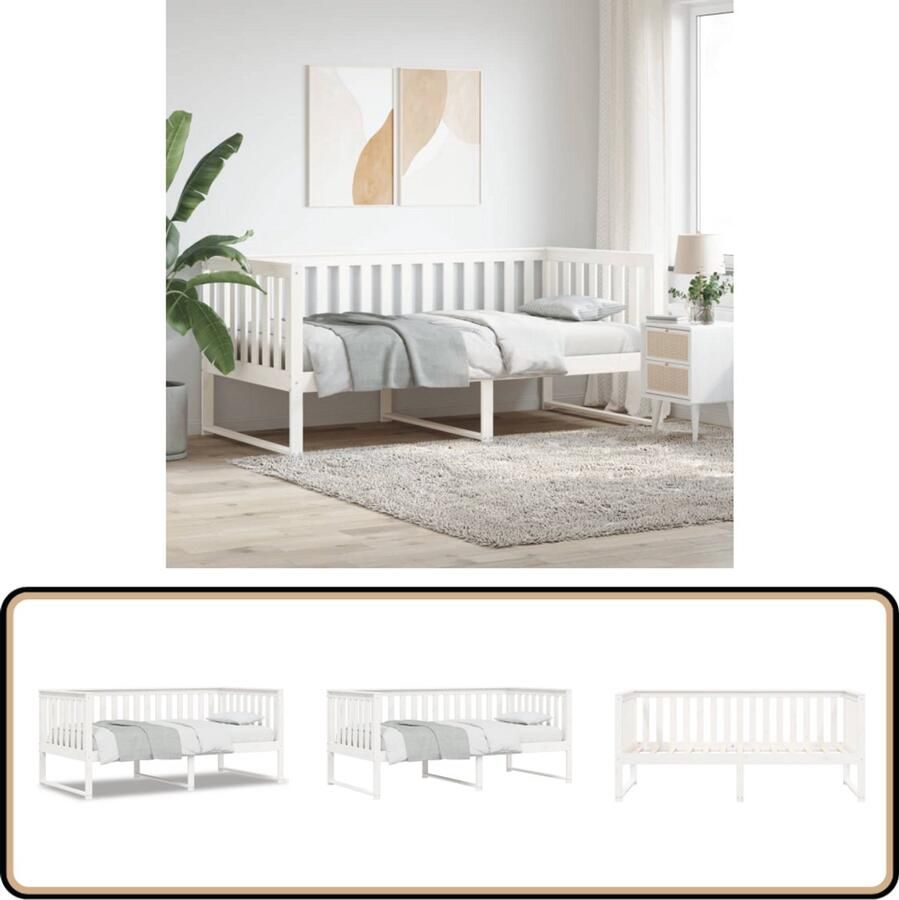 VidaXL Slaapbank 100x200 cm Grenenhout Wit Slaapbank Sofa Bed Grenenhout Meubels Massief Hout Bed Hek Tweepersoons Bed Guest Bed Kleine Slaapkamer