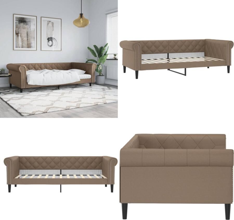 VidaXL Slaapbank 100x200 cm kunstleer cappuccinokleurig Slaapbank Slaapbanken Bedbank Bankbed