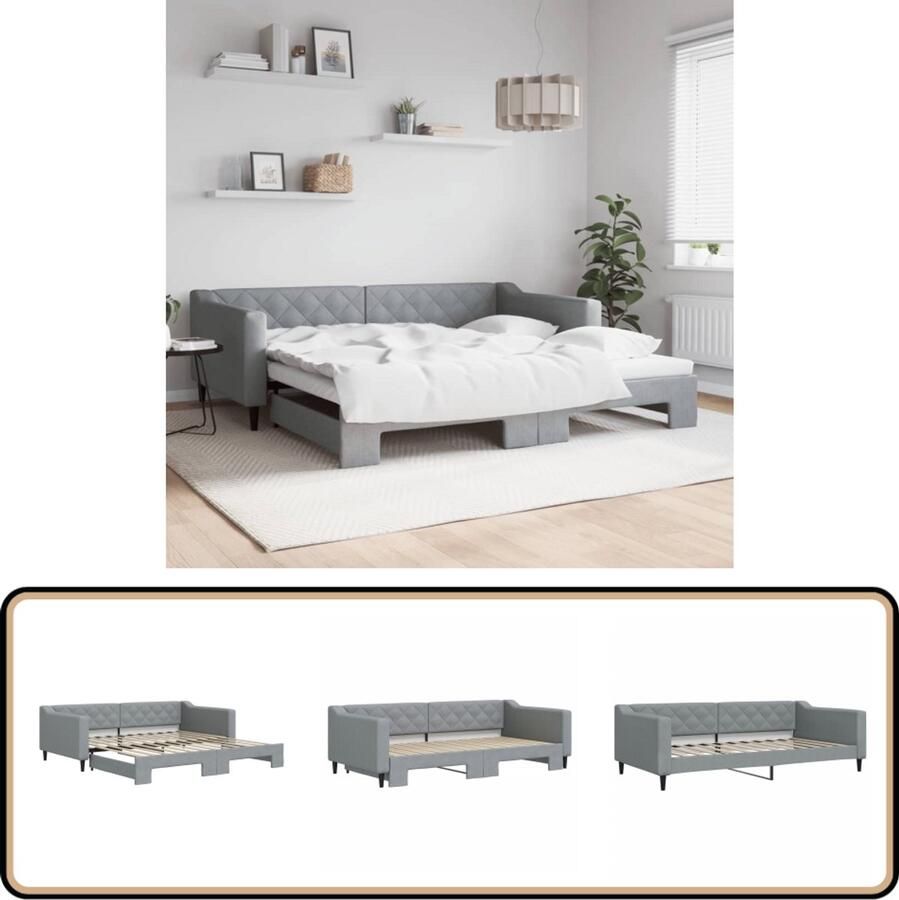 VidaXL Slaapbank 100x200 cm Lichtgrijs Stof Slaapbank Tweepersoonsbed Sofa Bed Kanapé Lit Meubels