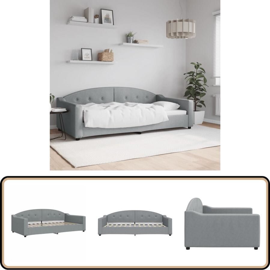 The Living Store Slaapbank 100x200 cm stof lichtgrijs Slaapbank Bankbed Tweepersoonsbed Sofa Bed Multifunctioneel Meubilair