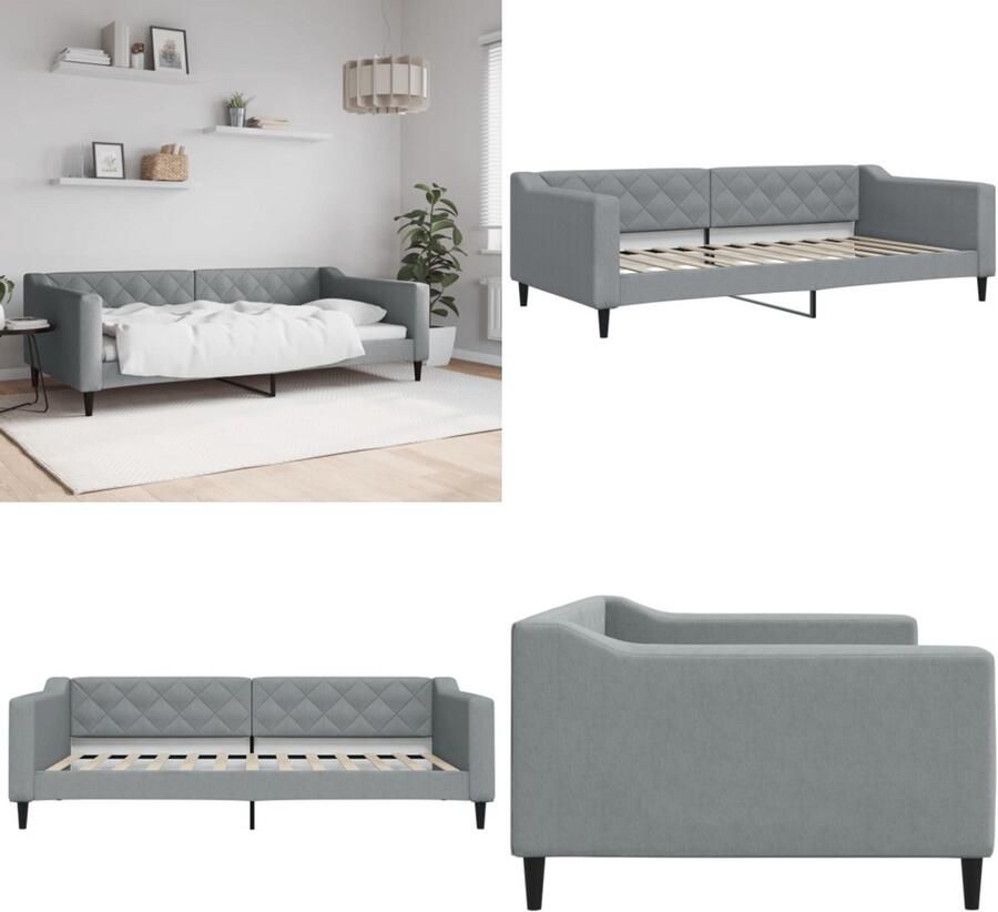 VidaXL Slaapbank 100x200 cm stof lichtgrijs Slaapbank Slaapbanken Bankbed Logeerbed