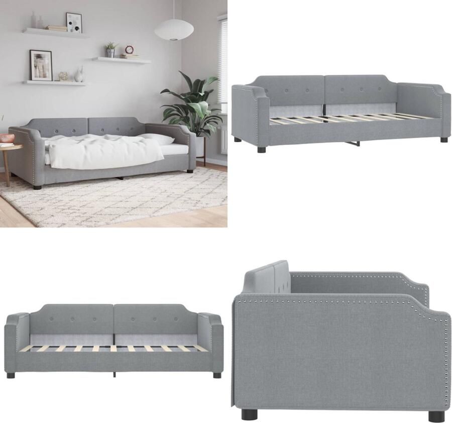 VidaXL Slaapbank 100x200 cm stof lichtgrijs Slaapbank Slaapbanken Bankbed Logeerbed
