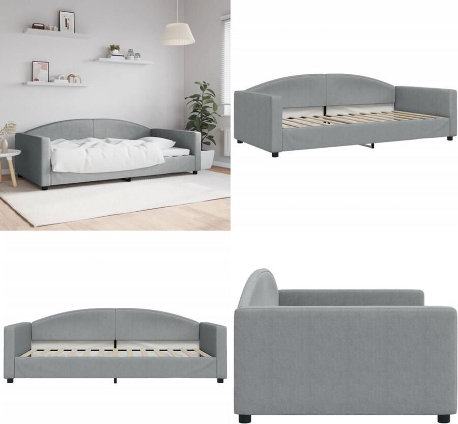 VidaXL Slaapbank 100x200 cm stof lichtgrijs Slaapbank Slaapbanken Bankbed Logeerbed